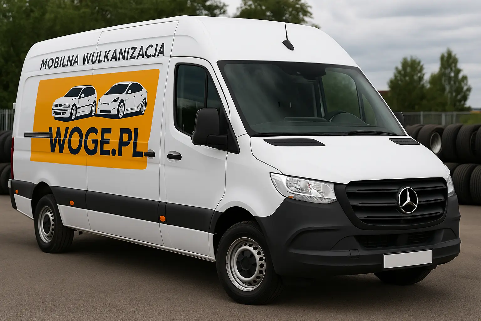 Stylized mobile tire service van